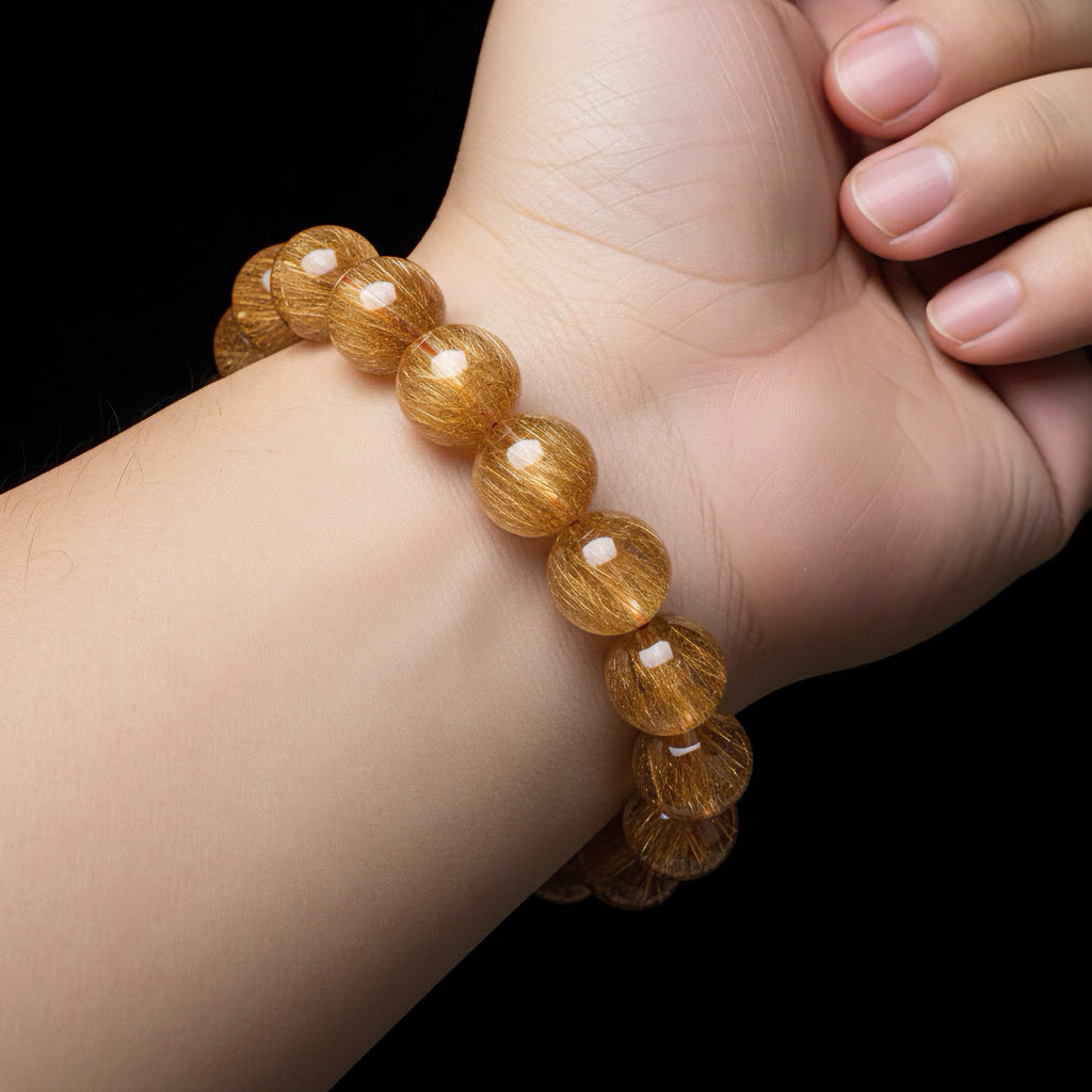 Rare Copper Rutilated Quartz Bracelet -【Enhance Wealth & Improve Career】