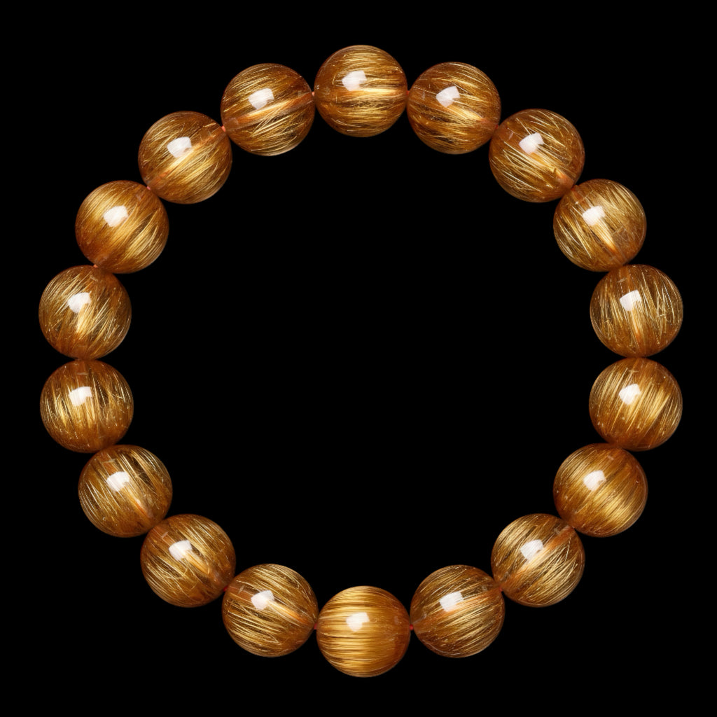 Rare Copper Rutilated Quartz Bracelet -【Enhance Wealth & Improve Career】