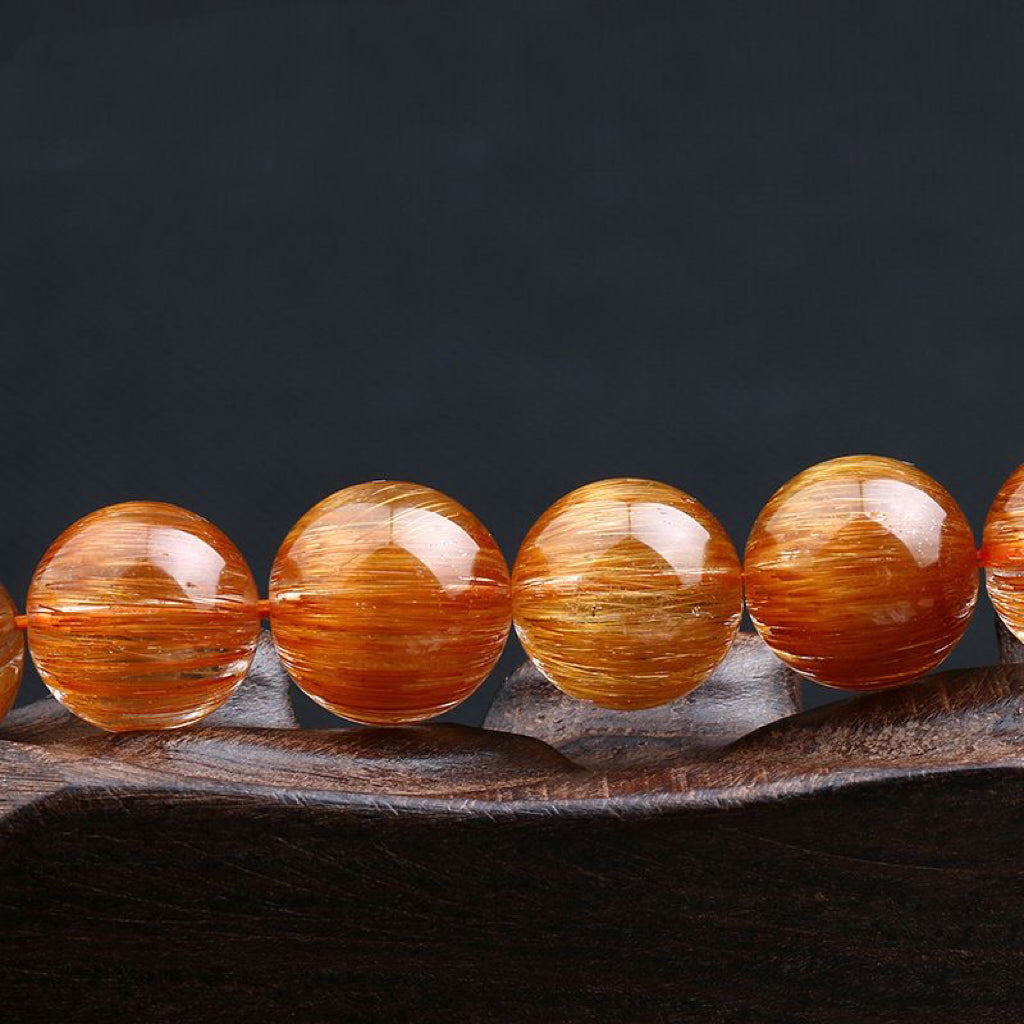 Rare Copper Rutilated Quartz Bracelet -【Enhance Wealth & Improve Career】